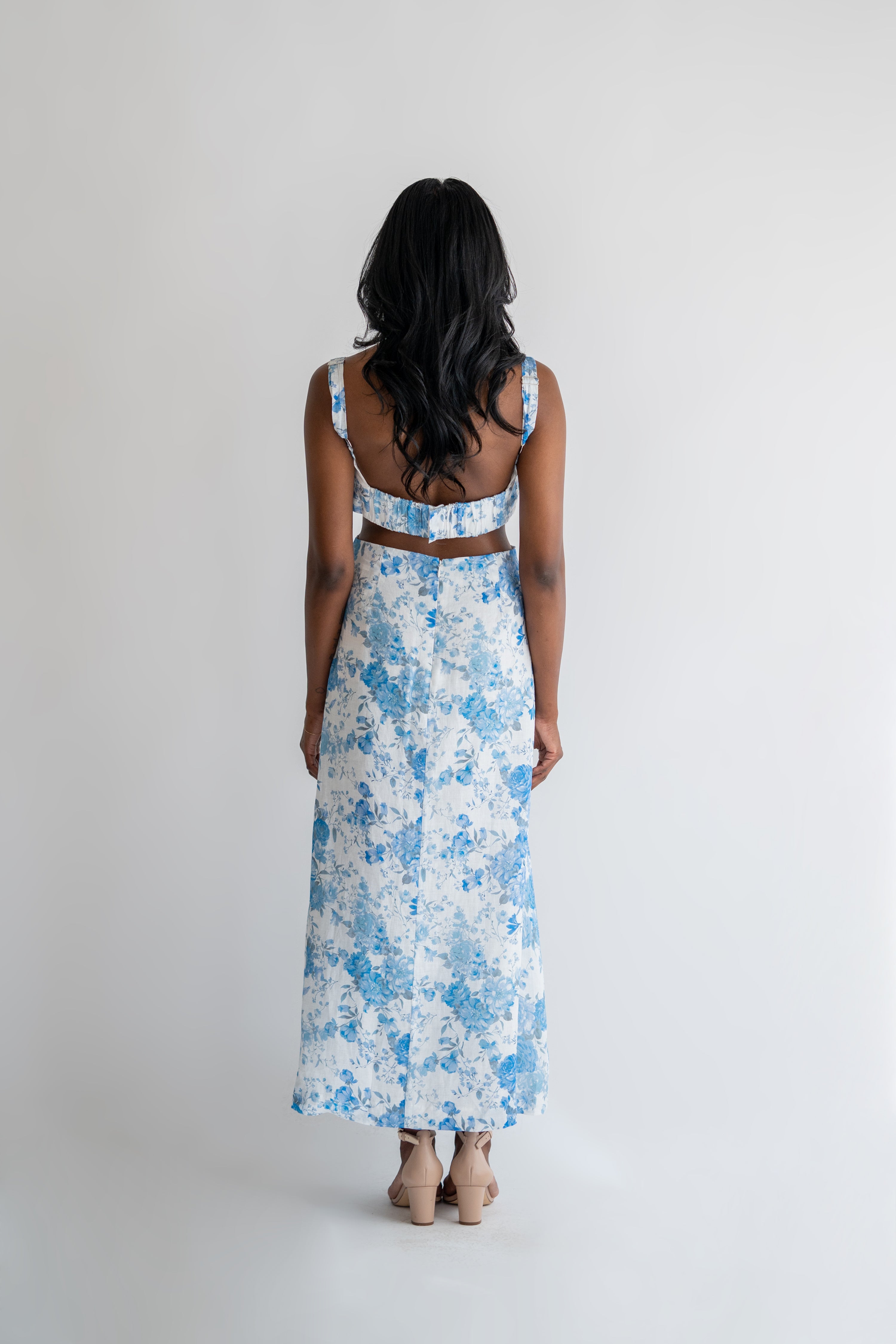 Skye Blue Floral Cut Out Maxi Dress