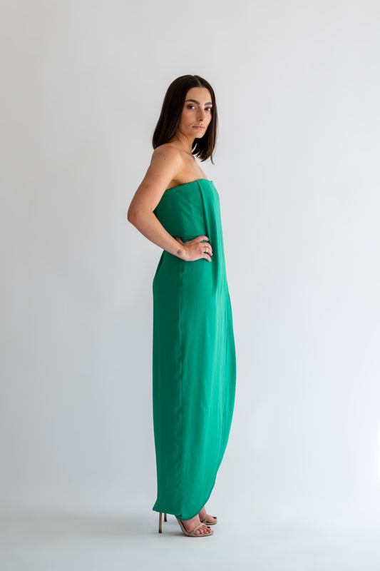 Jesse Strapless Evergreen Dress in Emerald