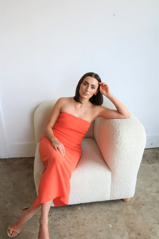 Cecily Midi Dress in Blood Orange
