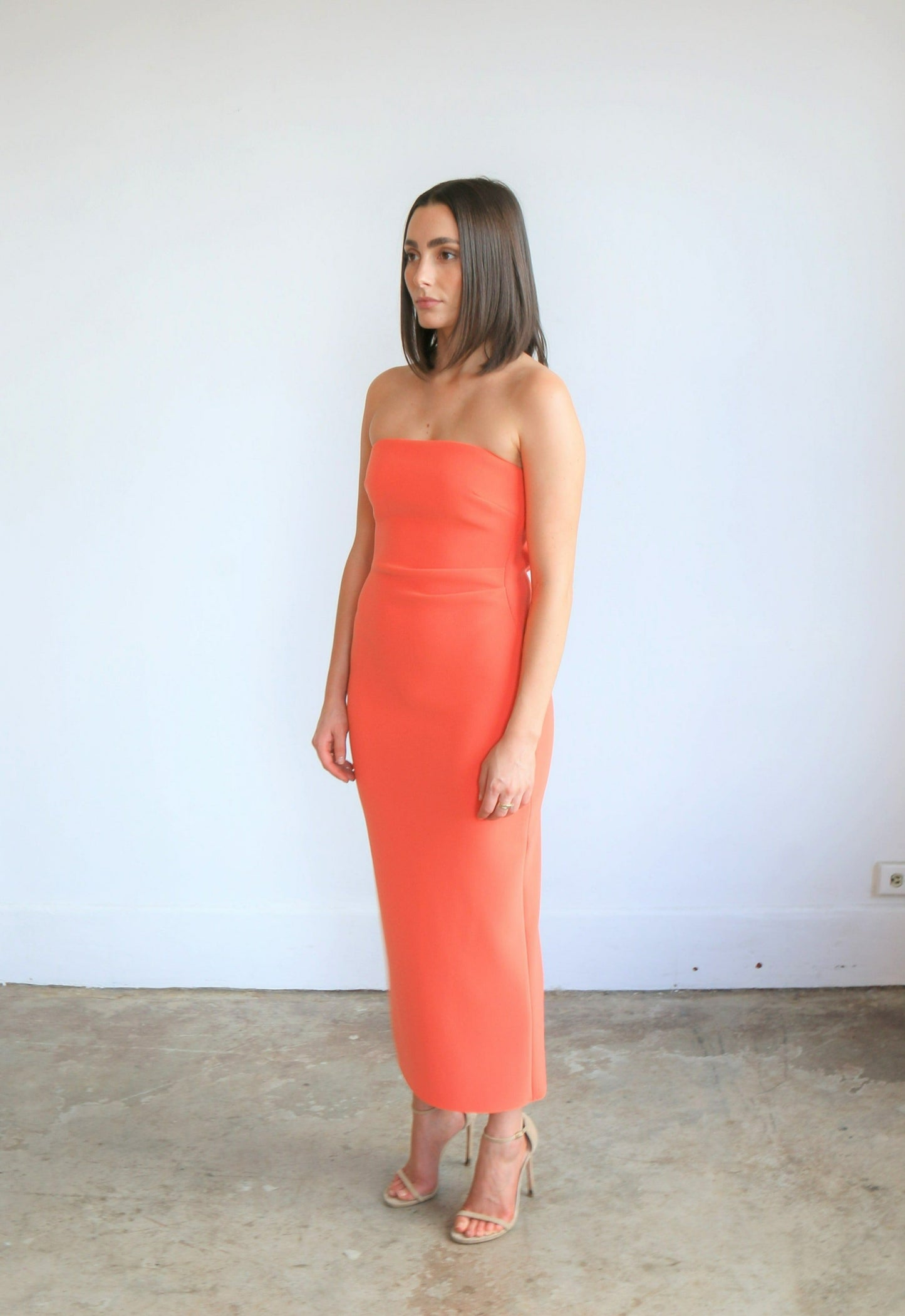 Cecily Midi Dress in Blood Orange